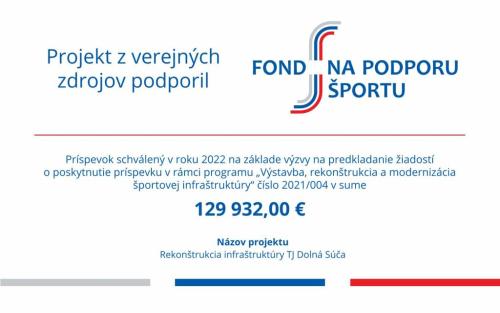 Rekonštrukcia infraštruktúry TJ Dolná Súča