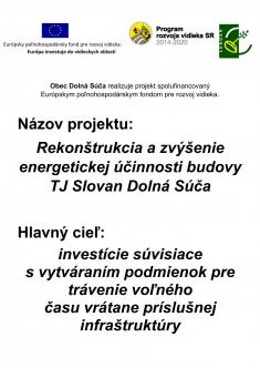 Rekonštrukcia a zvýšenie energetickej účinnosti budovy TJ Slovan Dolná Súča